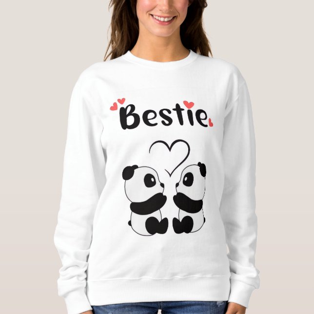 Cute Bestie Pandas Graphic Sweatshirt (Front)