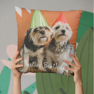 Cute Besties Photo Dog Lover Birthday Christmas Cushion