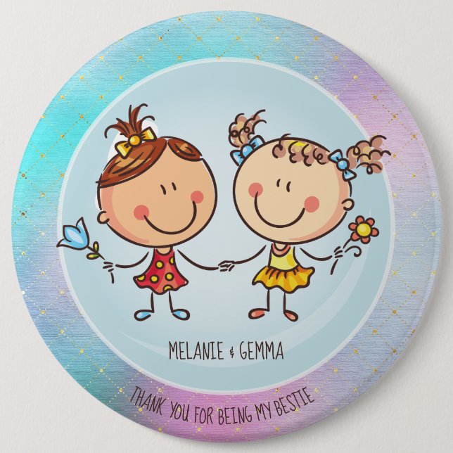 Cute BFF Besties Kawaii Gifts for Girls Friends 6 Cm Round Badge (Front)