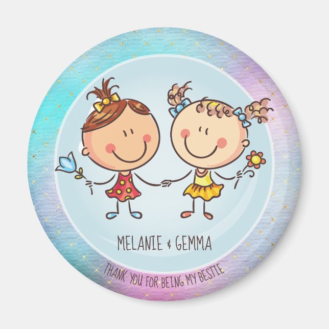 Cute BFF Besties Kawaii Gifts for Girls Friends Magnet (Front)