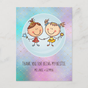 Cute BFF Besties Kawaii Gifts for Girls Friends Postcard