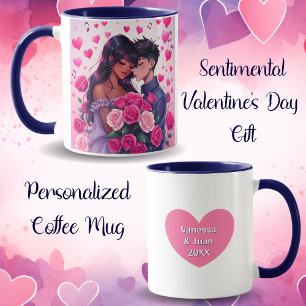 Cute Bi-Racial Anime Valentine's Day Mug
