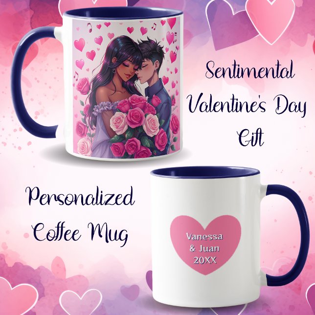 Cute Bi-Racial Anime Valentine's Day Mug (Creator Uploaded)