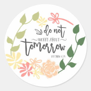 Cute Bible Verse Flower Wreath Calligraphy Chic Classic Round Sticker