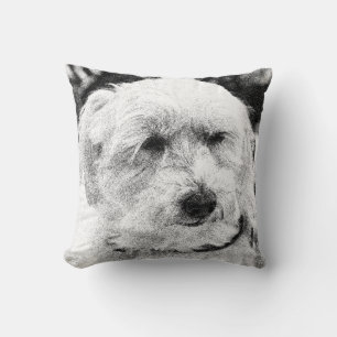Cute Bichon Dog Face Sketch Favourite Breed Cushion