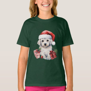 Cute Bichon Frise at Christmas T-Shirt
