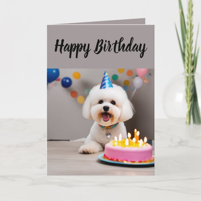 Cute Bichon Frisé  Birthday Card (Front)