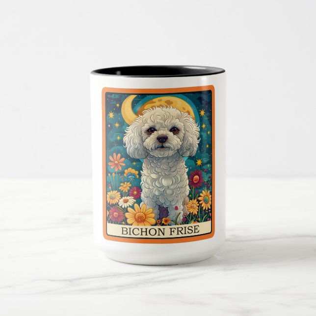 Cute Bichon Frise Dog Tarot Card Mug (Center)
