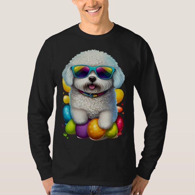 Cute Bichon Frise Easter Eggs Dog Costume Womens M T-Shirt (Front)