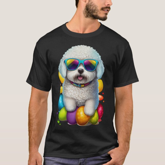 Cute Bichon Frise Easter Eggs Dog Costume Womens M T-Shirt (Front)
