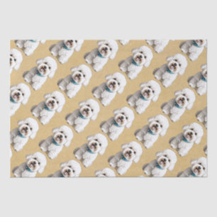 Cute Bichon Frise on Dappled Paper Background