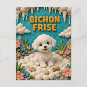 Cute Bichon Frise Puppy, Baby Dog Postcard