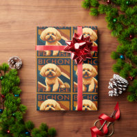 Cute Bichon Frise Puppy Dog Retro Poster Style