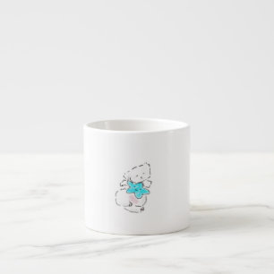 Cute Bichon Frise Puppy Hugging Blue Star Espresso Cup