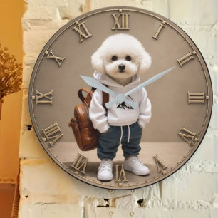 Cute Bichon Frise Puppy Large Clock