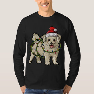 Cute Bichon Frise Santa Christmas Tree Lights Xmas T-Shirt
