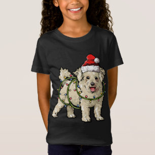 Cute Bichon Frise Santa Christmas Tree Lights Xmas T-Shirt
