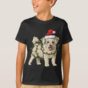 Cute Bichon Frise Santa Christmas Tree Lights Xmas T-Shirt