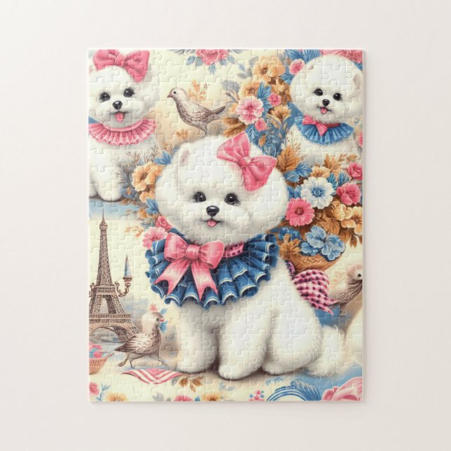 Cute Bichon Frisé Seamless Jigsaw Puzzle (Vertical)