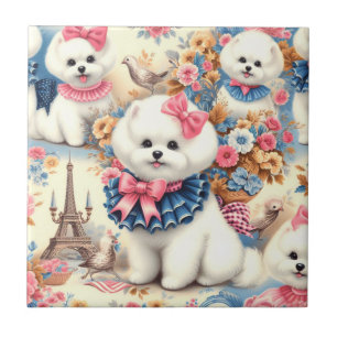 Cute Bichon Frisé Seamless Tile
