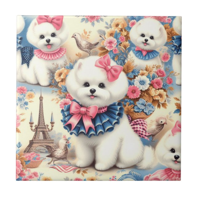 Cute Bichon Frisé Seamless Tile (Front)