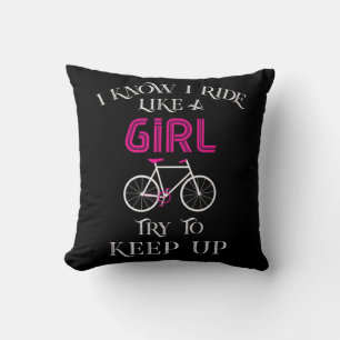 Cute Bicycle Bike Woman Girl Female Cyclist Cushion