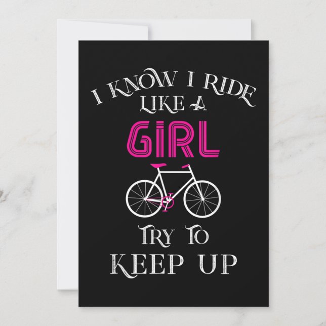 Cute Bicycle Bike Woman Girl Female Cyclist Invitation (Front)