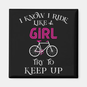 Cute Bicycle Bike Woman Girl Female Cyclist Magnet