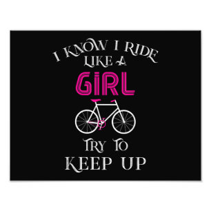 Cute Bicycle Bike Woman Girl Female Cyclist Photo Print