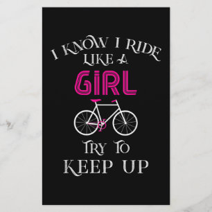 Cute Bicycle Bike Woman Girl Female Cyclist Stationery