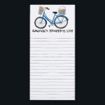 Cute Bicycle Custom Grocery Shopping List Magnetic Notepad<br><div class="desc">Make your shopping lists in style with this customisable grocery shopping notepad. Change the text to suit your needs. Hand drawn lines give you someplace to write but you can delete if you prefer. Check my shop for more!</div>