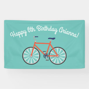 Cute Bicycle Kids Bike Birthday Party Cycling Banner