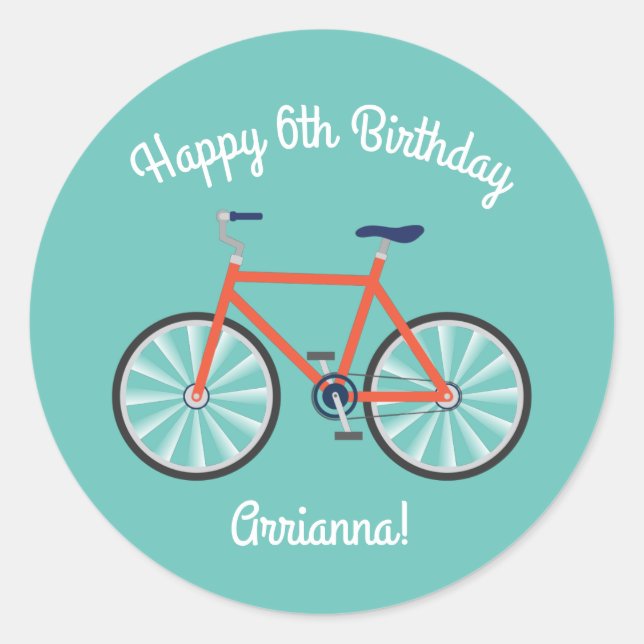Cute Bicycle Kids Bike Birthday Party Cycling Classic Round Sticker (Front)