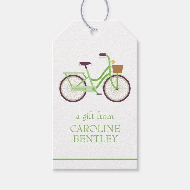 Cute Bicycle Personalised Gift Tags (Front)