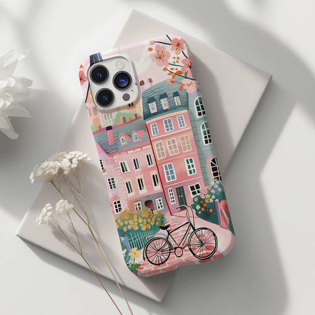 Cute Bicycle Stylish City Scene Case-Mate iPhone Case (Creator Uploaded)