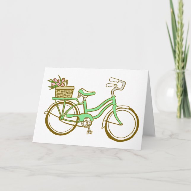 Cute Bicycle with Tulips Card (Front)