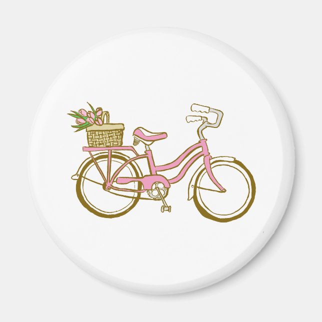 Cute Bicycle with Tulips Magnet (Front)