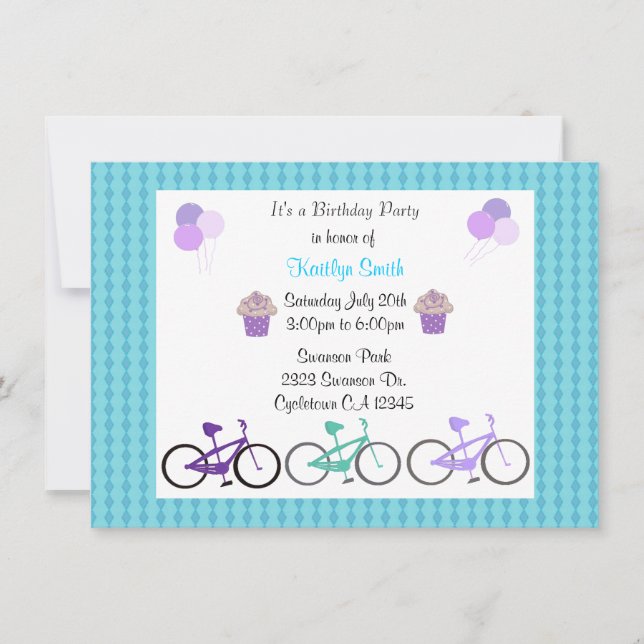 Cute Bicycles Birthday Party Invitation (Front)