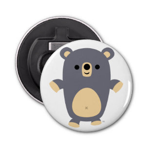 Cute Big Blue Cartoon Bear Button Bottle Opener