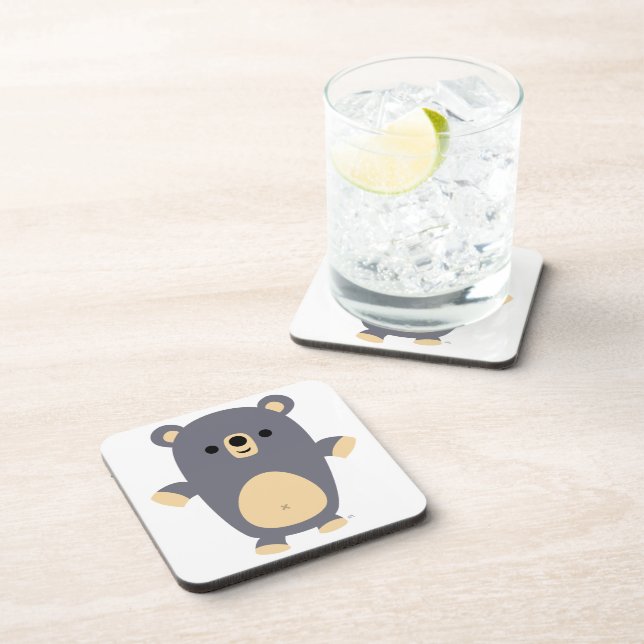 Cute Big Blue Cartoon Bear Coasters Set (Right Side)
