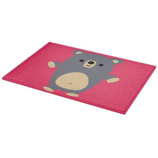 Cute Big Blue Cartoon Bear Cutting Board