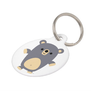 Cute Big Blue Cartoon Bear Dog Tag
