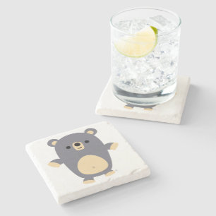 Cute Big Blue Cartoon Bear Stone Coaster