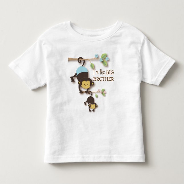 Cute Big Brother Monkey with Lil' Baby Sis Toddler T-Shirt (Front)