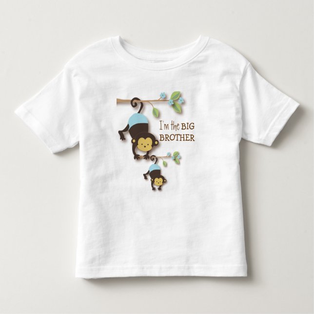 Cute Big Brother Monkey with Lil' Baby Sis Toddler T-Shirt (Front)