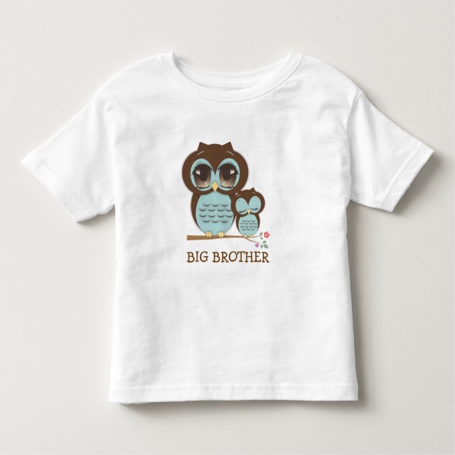 Cute Big Brother Owl with Sleepy Lil' Baby Bro Toddler T-Shirt (Front)