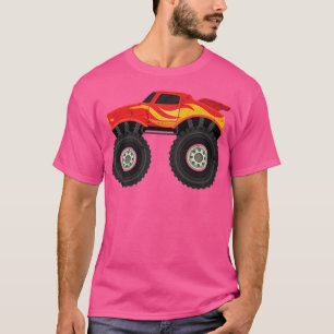 Cute Big Car Fans Cool Truckers Red Monster Truck  T-Shirt