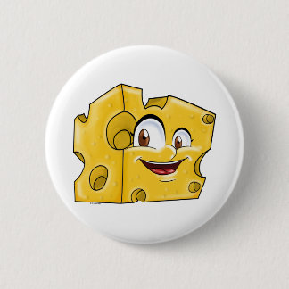 Cute big cheese - funny food cartoon character 6 cm round badge