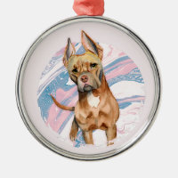 Cute Big Ears Pit Bull Terrier Dog Watercolor
