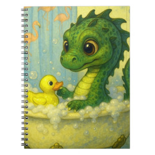 Cute big eye baby sea serpent bubble bath fantasy  notebook